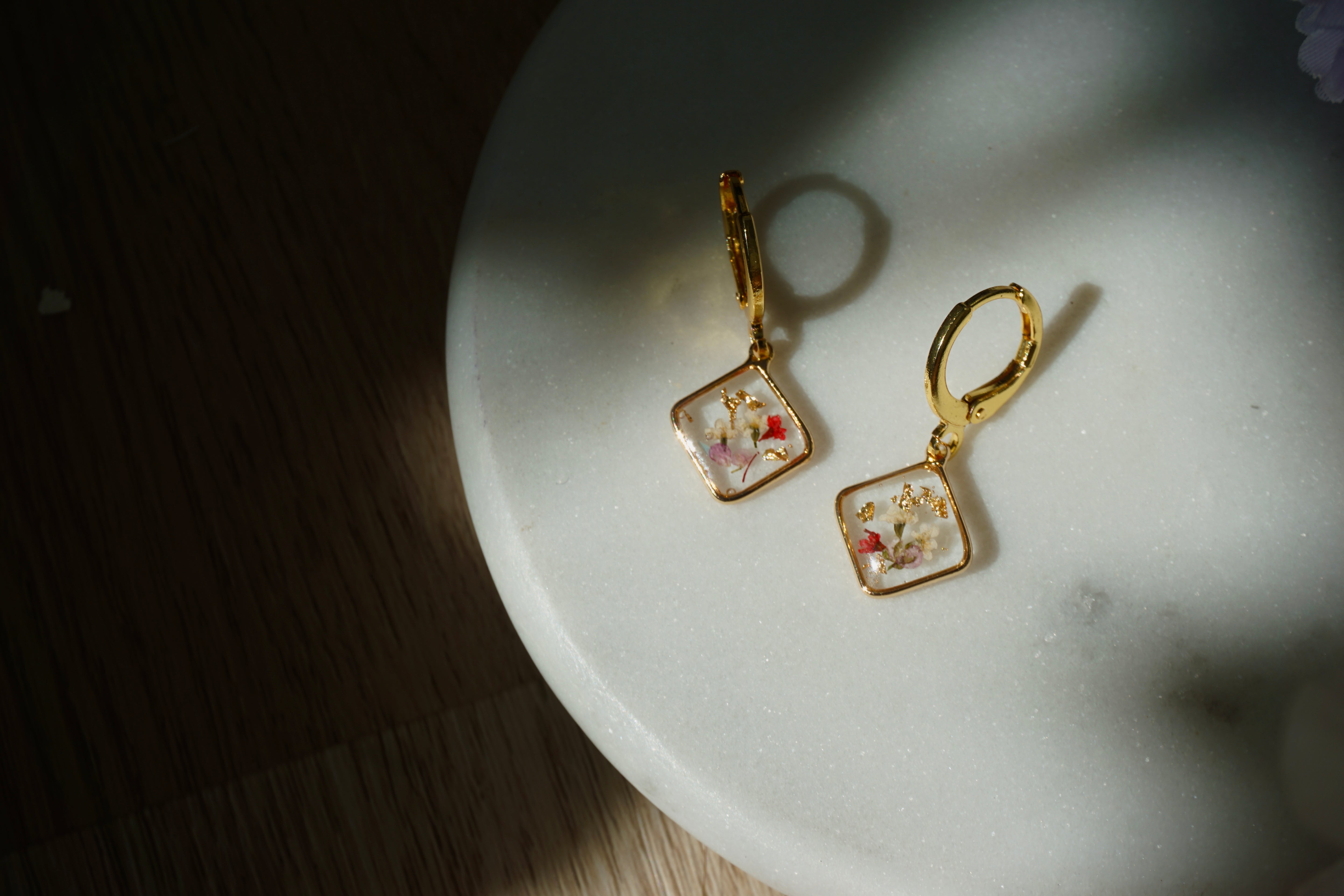 diamond flower hoops