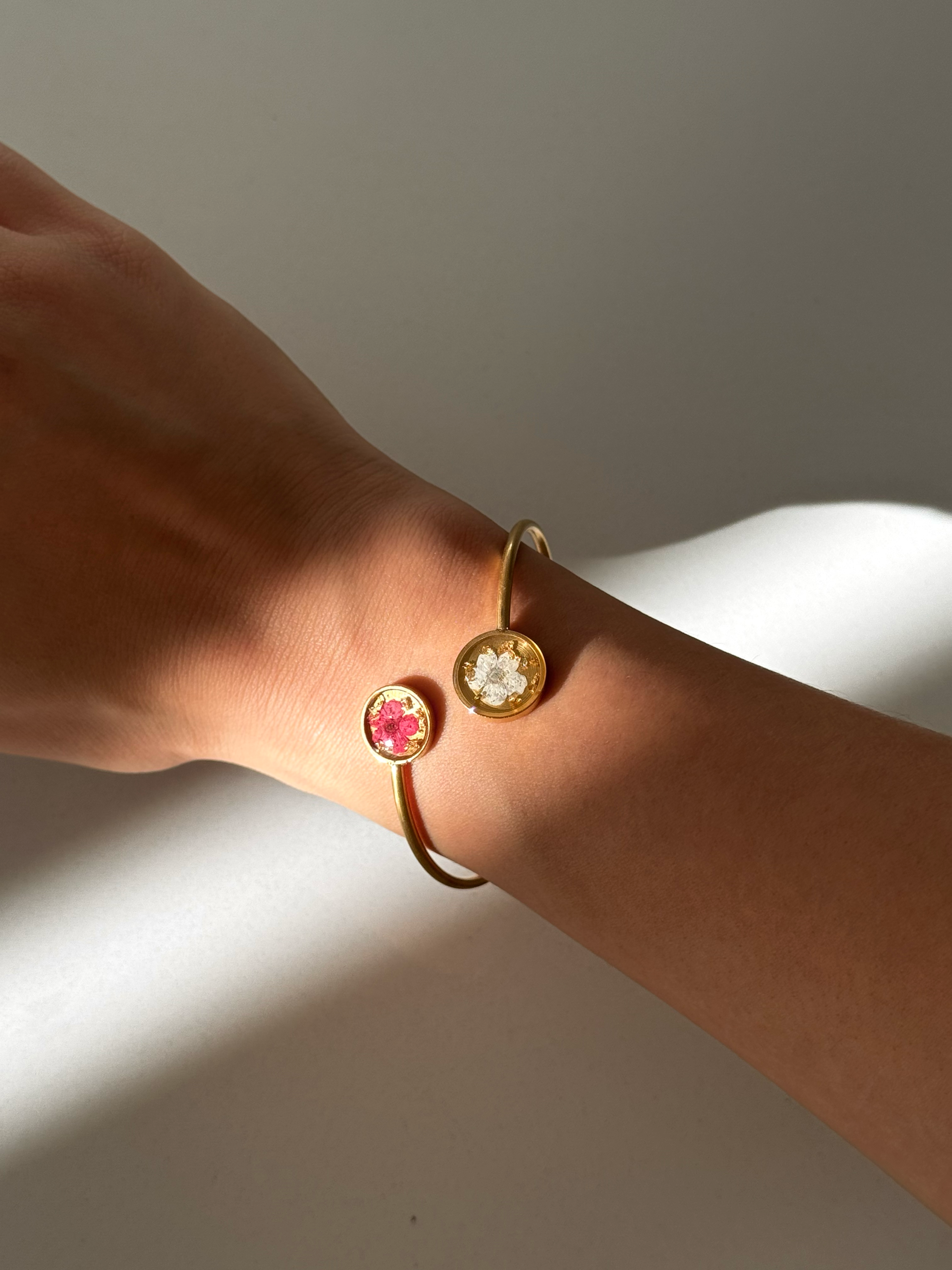 double pressed flower bracelet