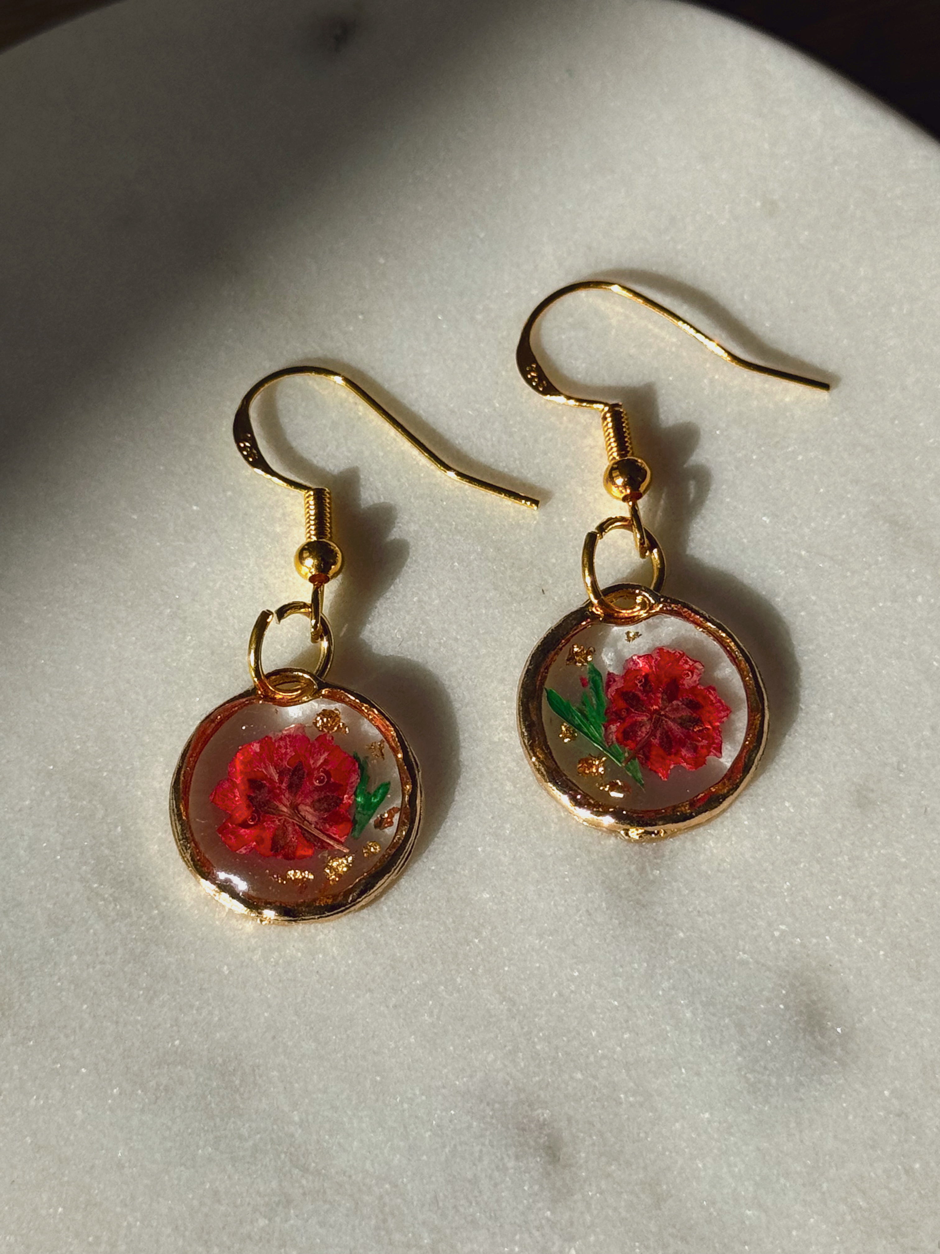 round flower bouquet earrings