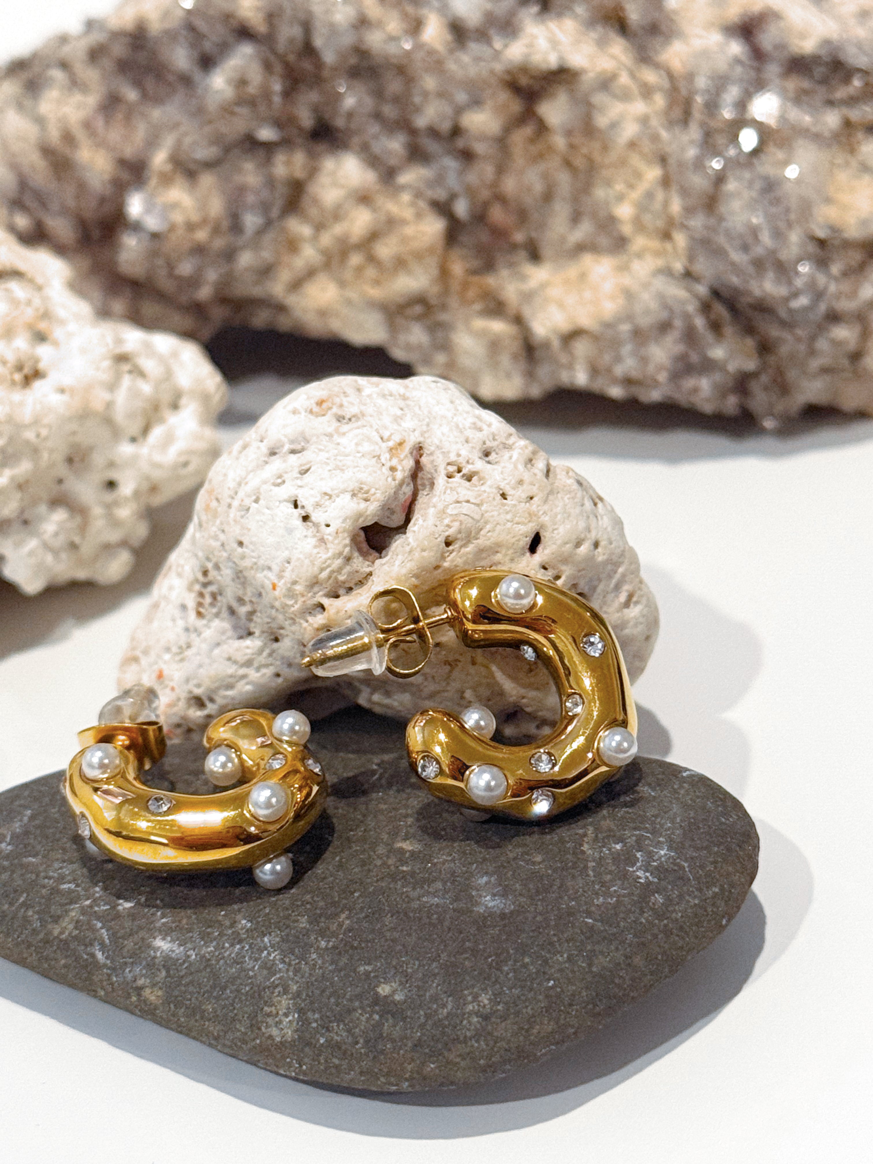 pearl dots hoops
