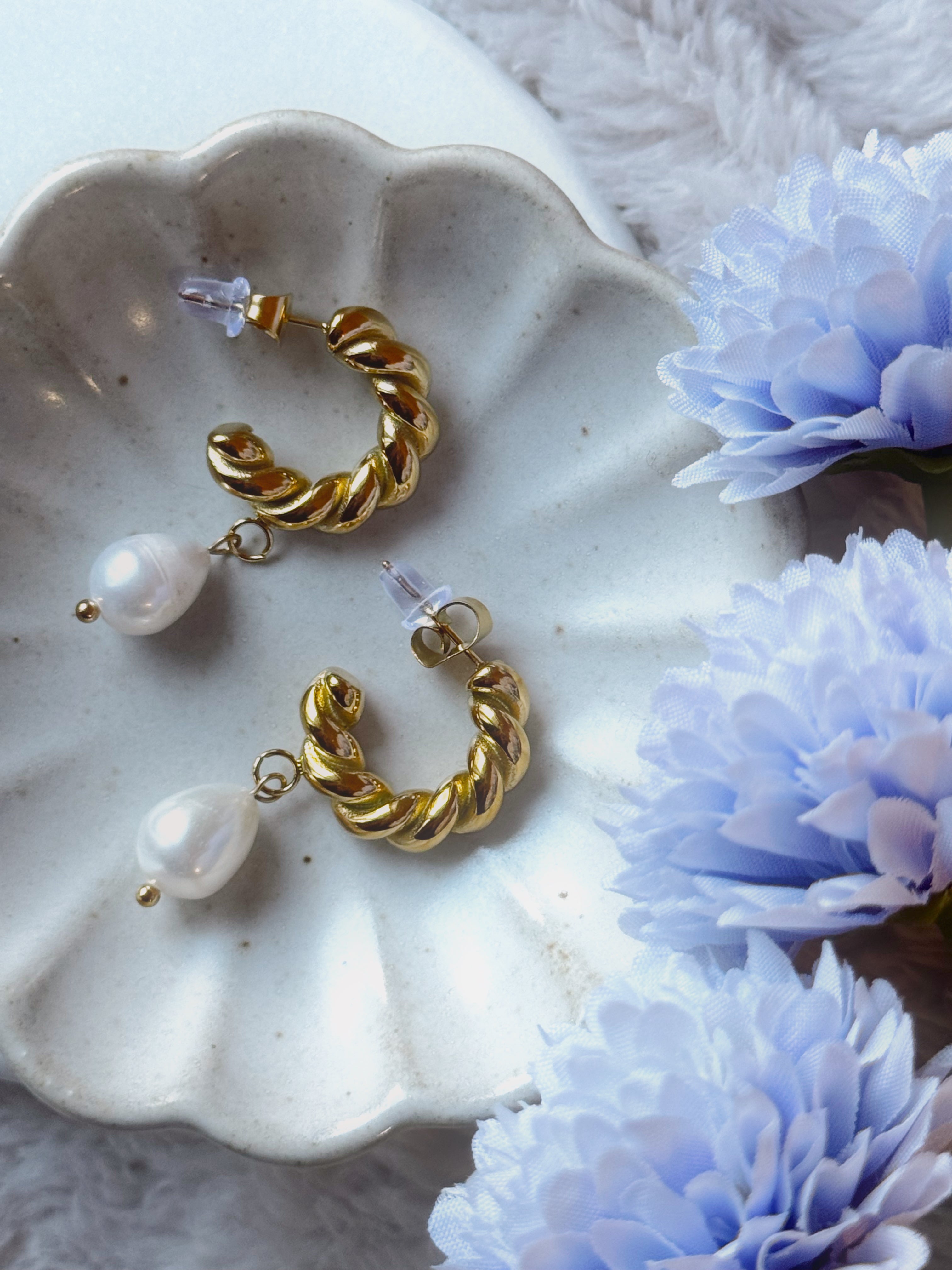 pearl twirl & twist hoops