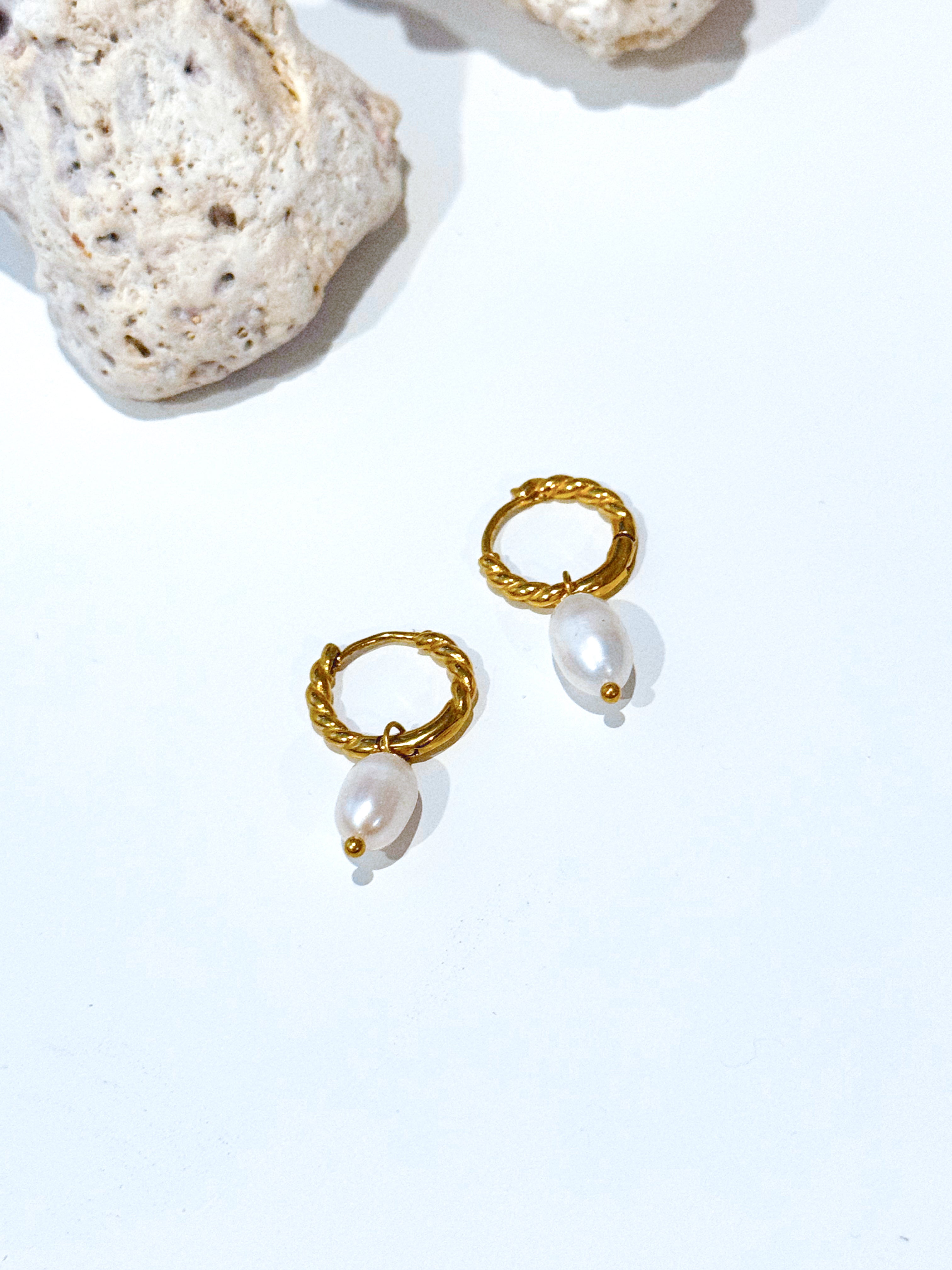 pearl twist hoops
