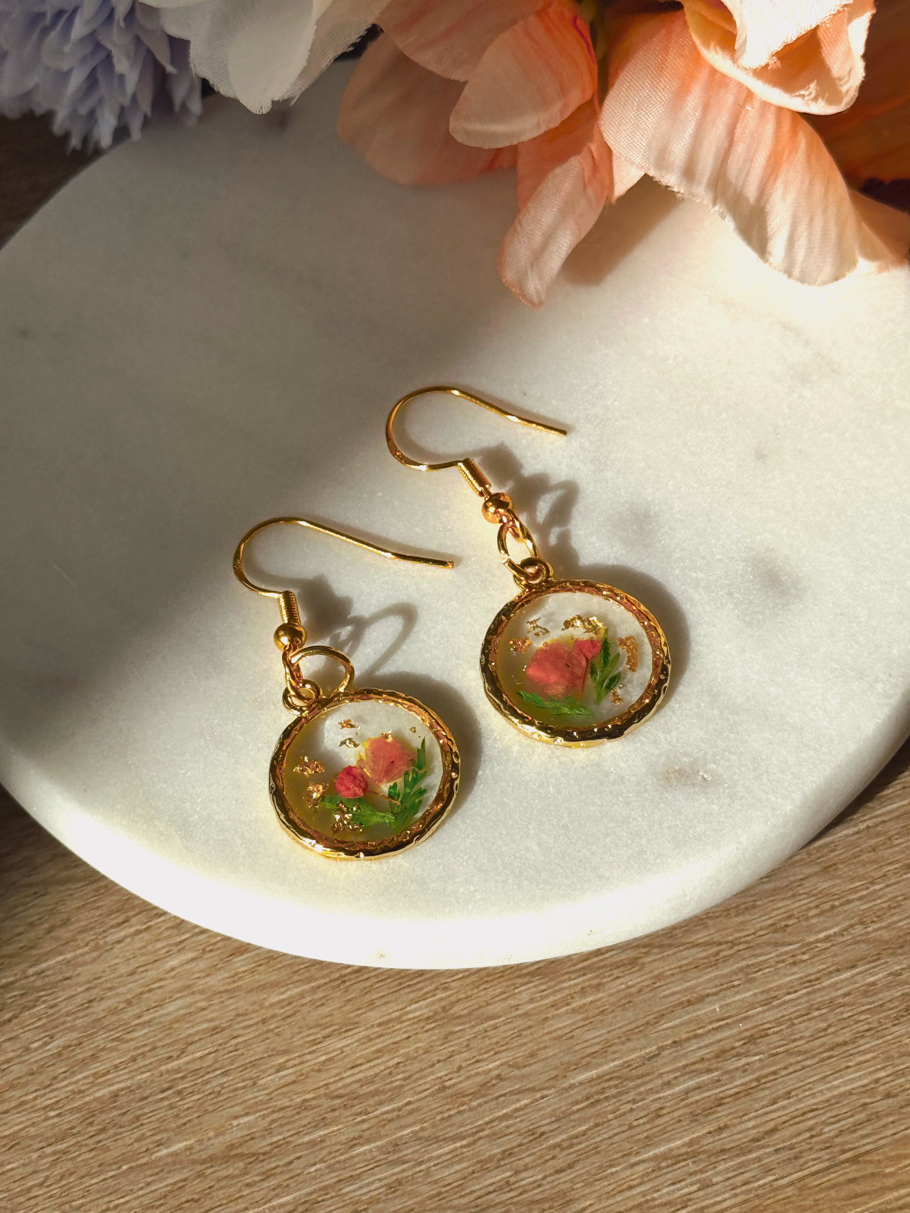 round flower bouquet earrings