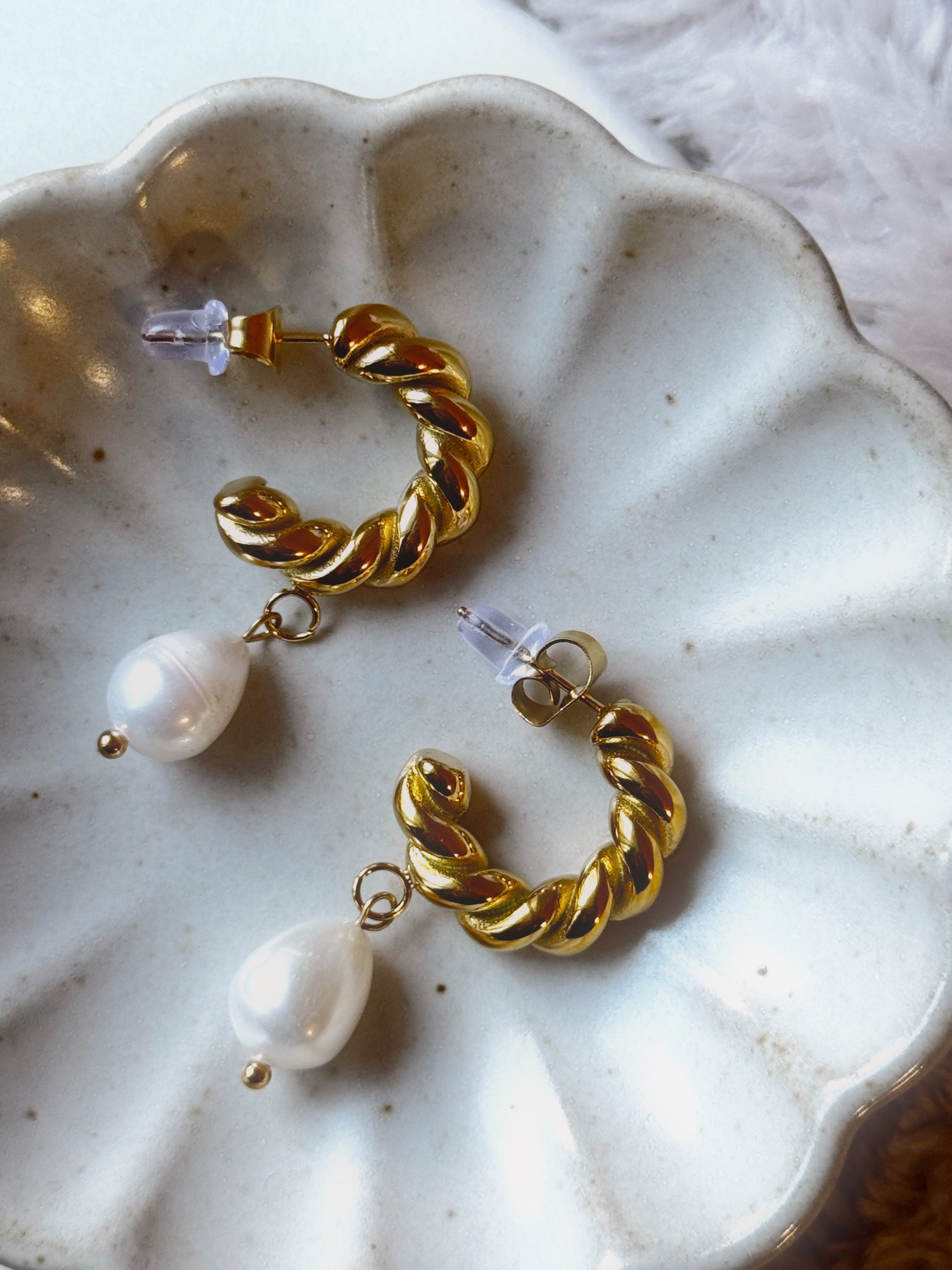 pearl twirl & twist hoops