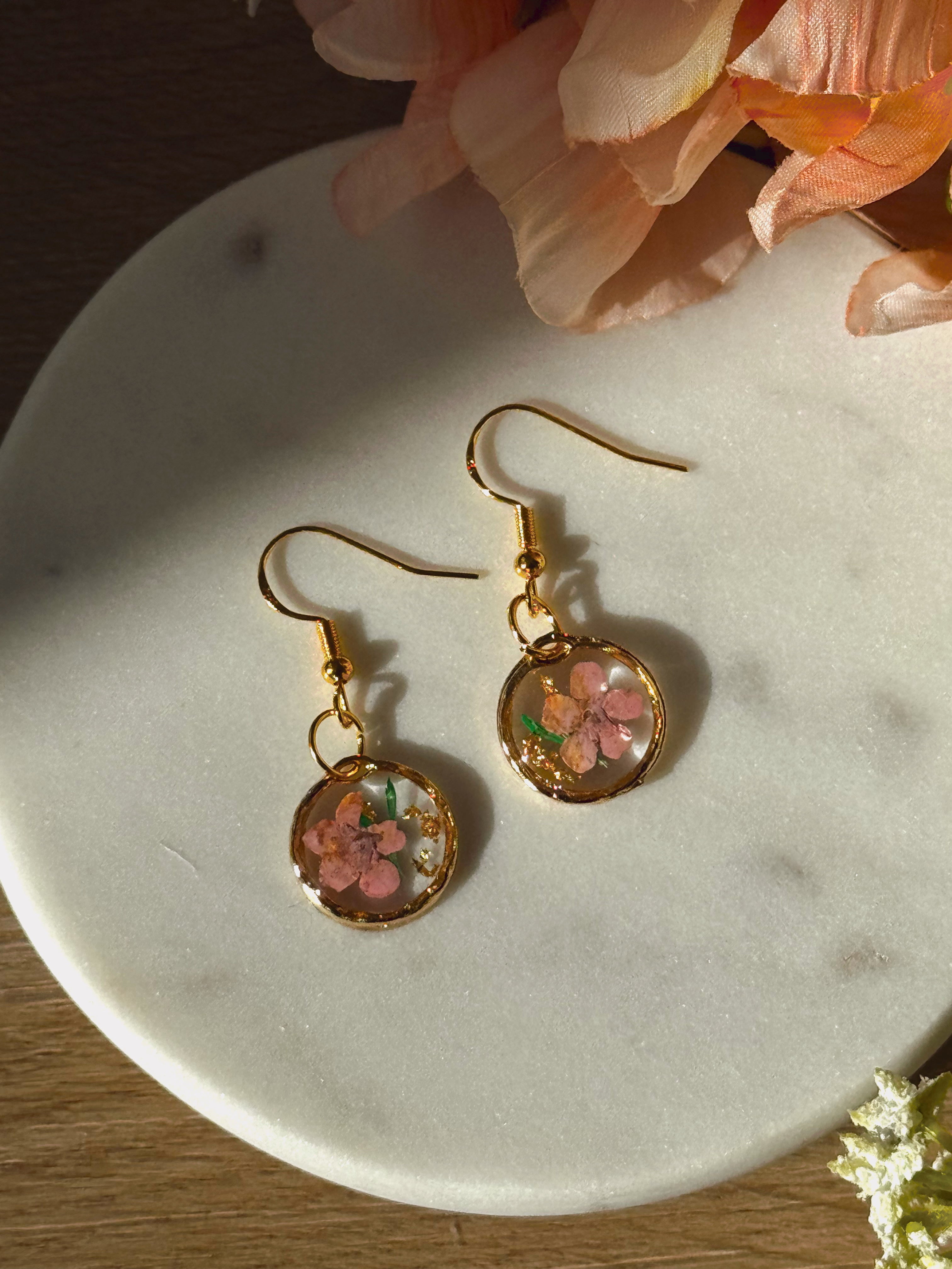 round flower bouquet earrings