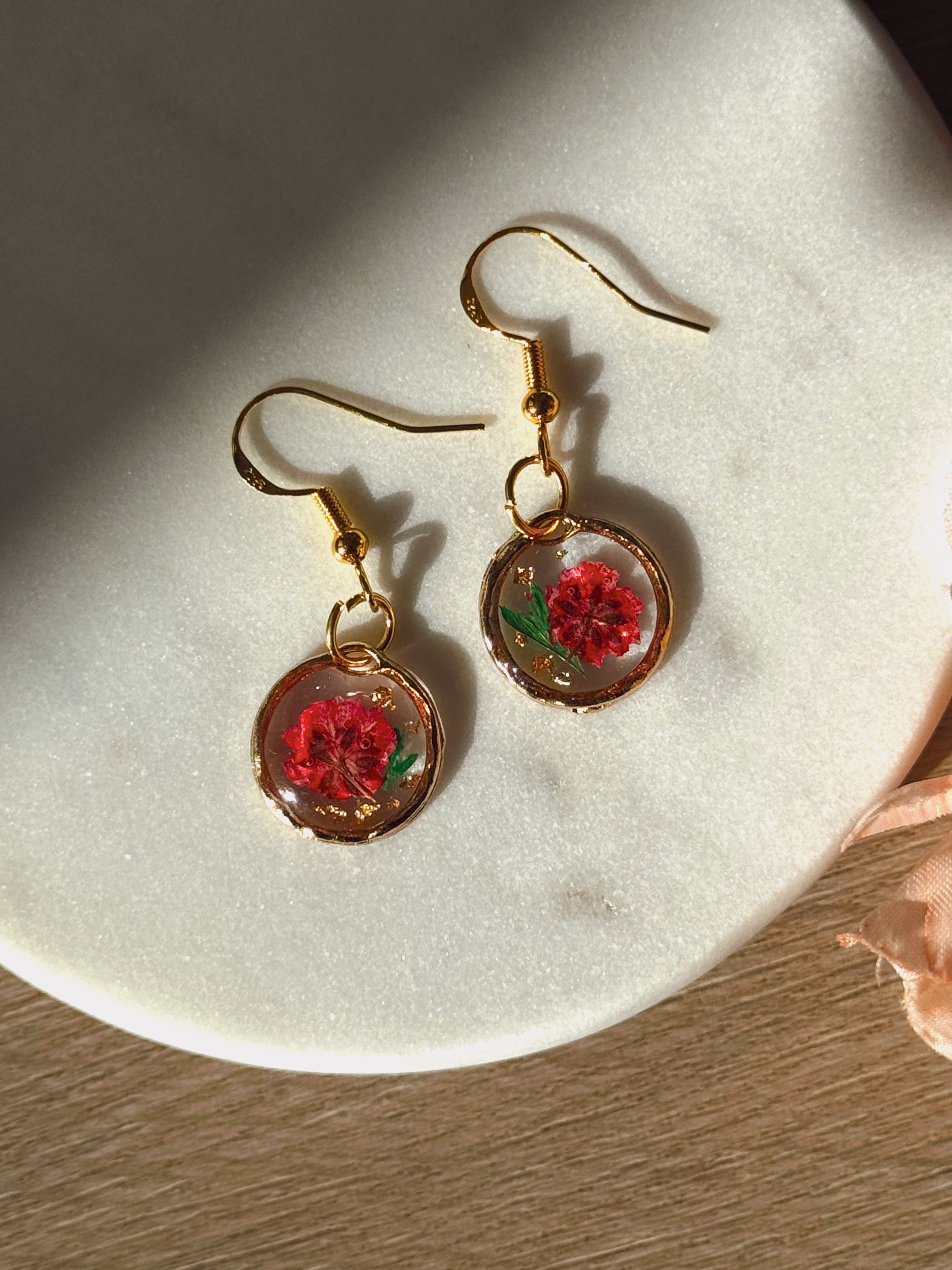 round flower bouquet earrings