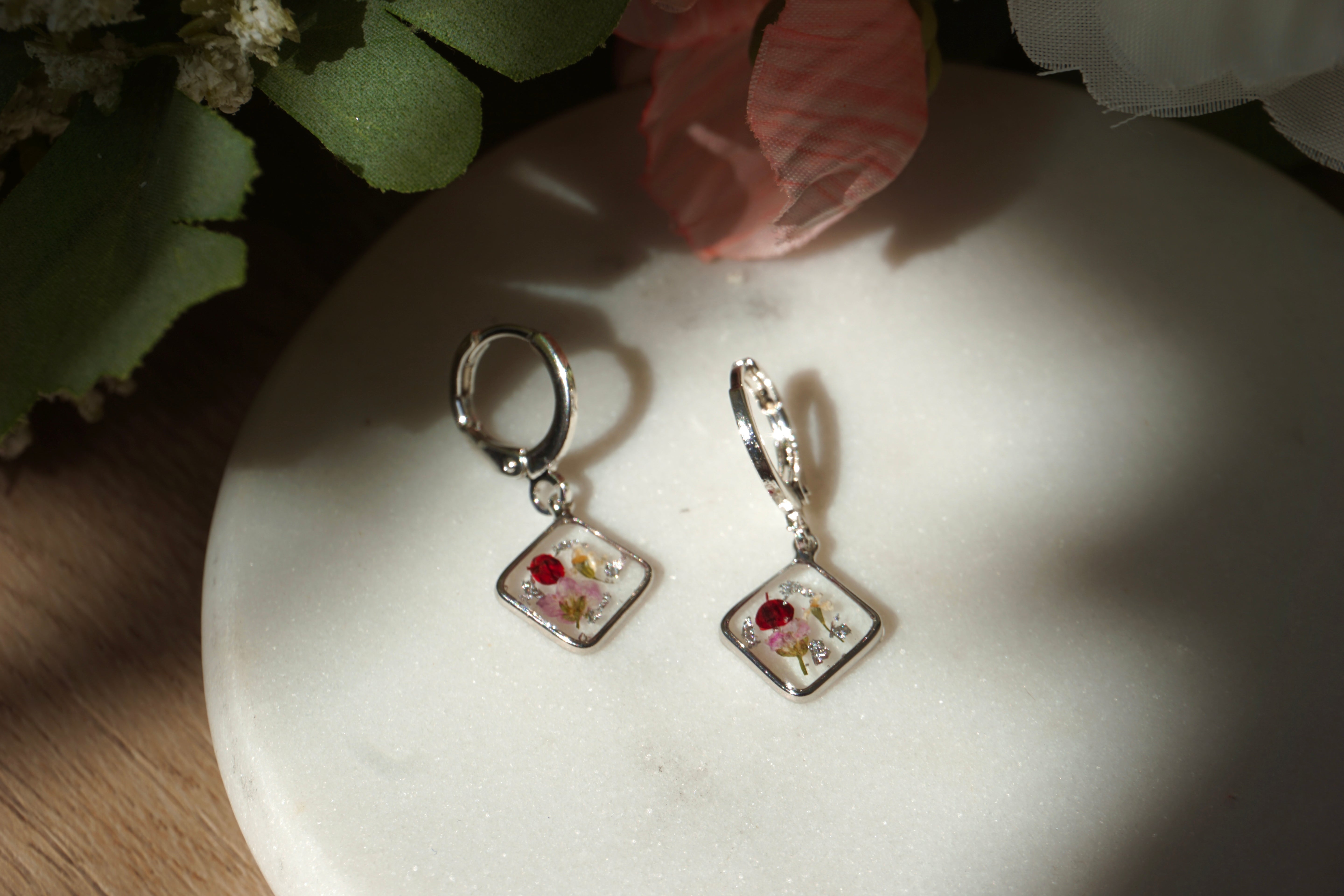 diamond floral hoops