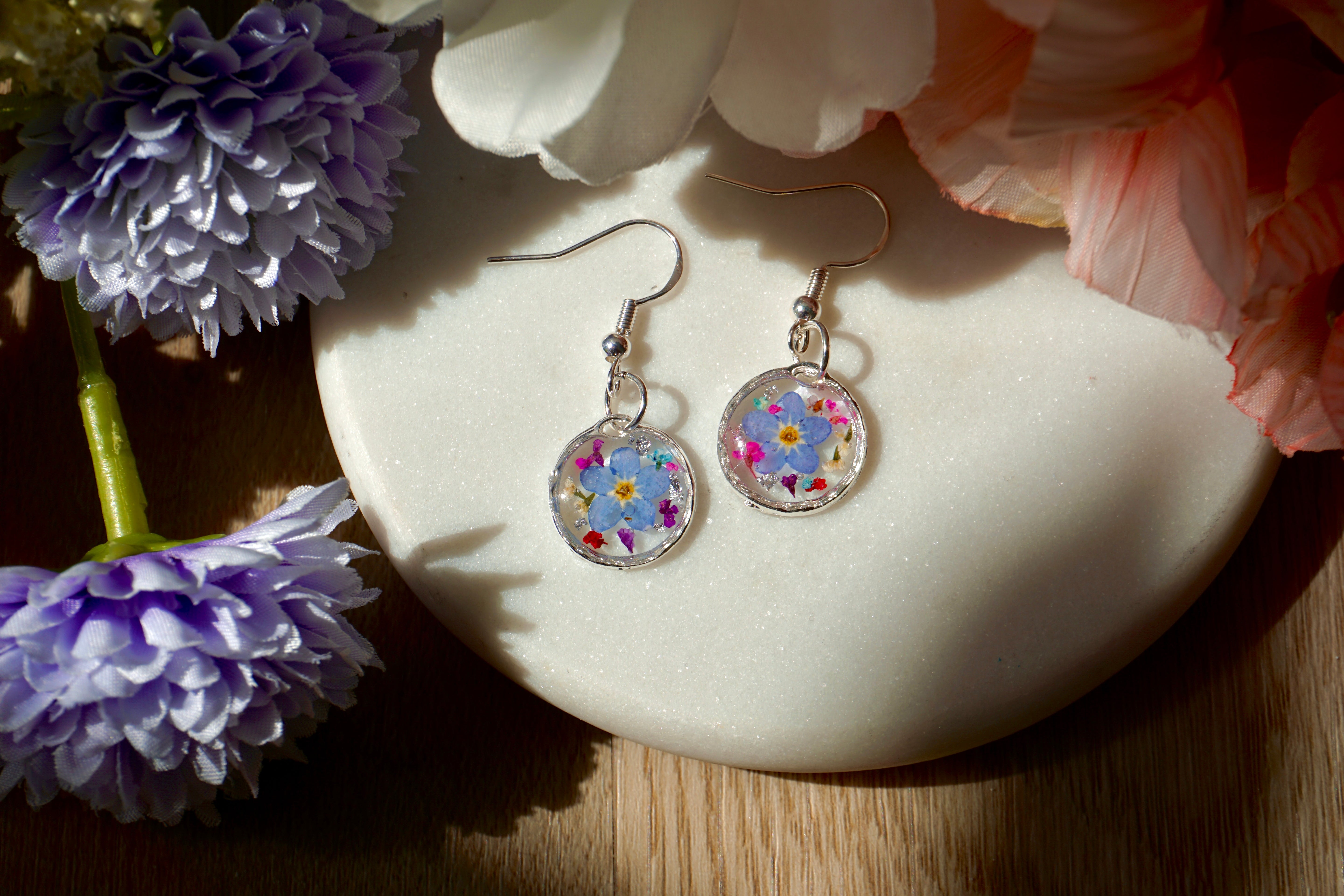 silver forget me nots earrings