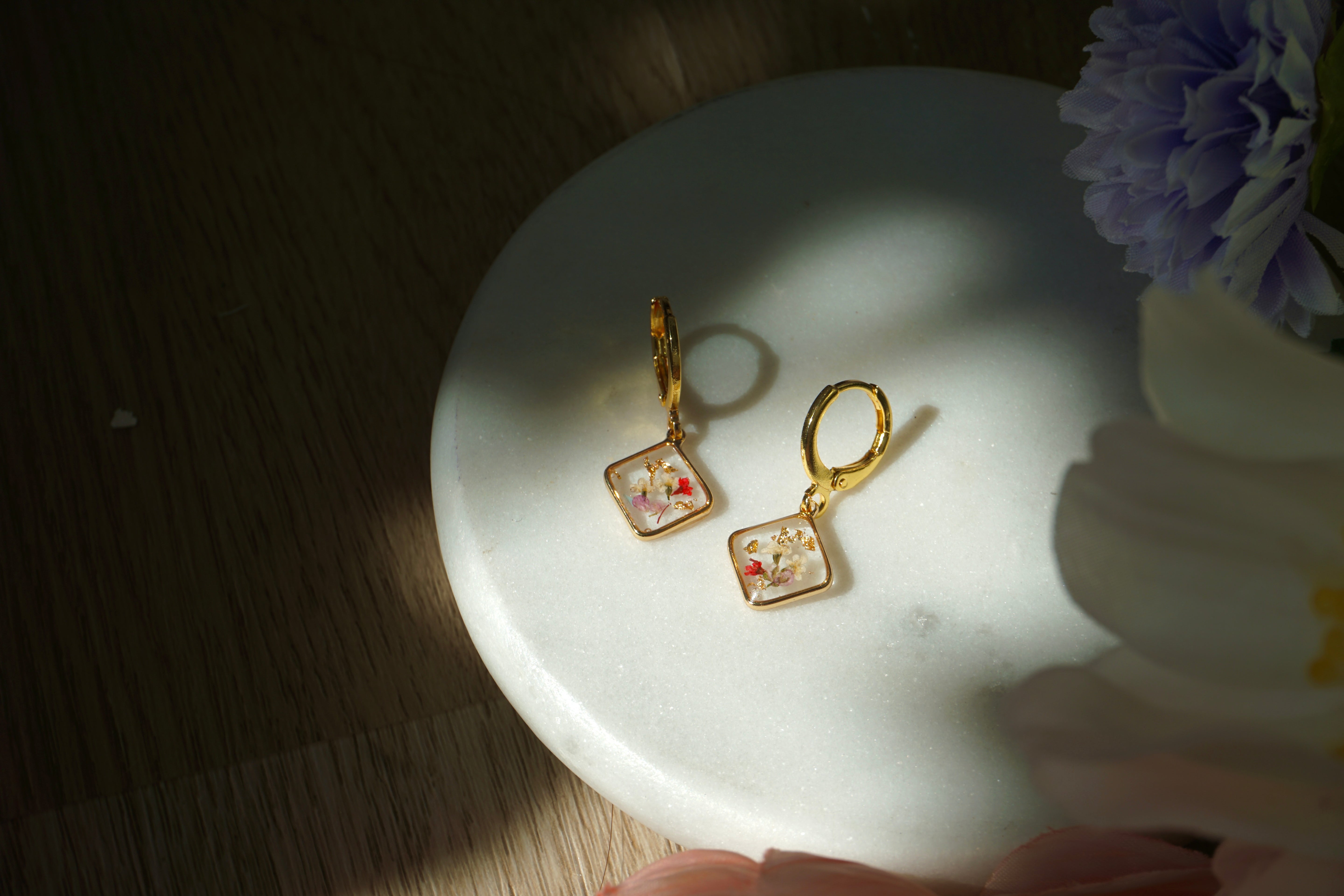 diamond flower hoops