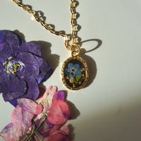 vintage pressed flower pendant necklace
