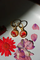 Pressed Rose Garden Flower Hoop Earrings