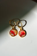 Pressed Rose Garden Flower Hoop Earrings
