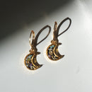 Pressed Flower Crescent Moon Earrings