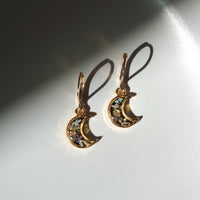 Pressed Flower Crescent Moon Earrings