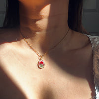 vintage pressed flower pendant necklace