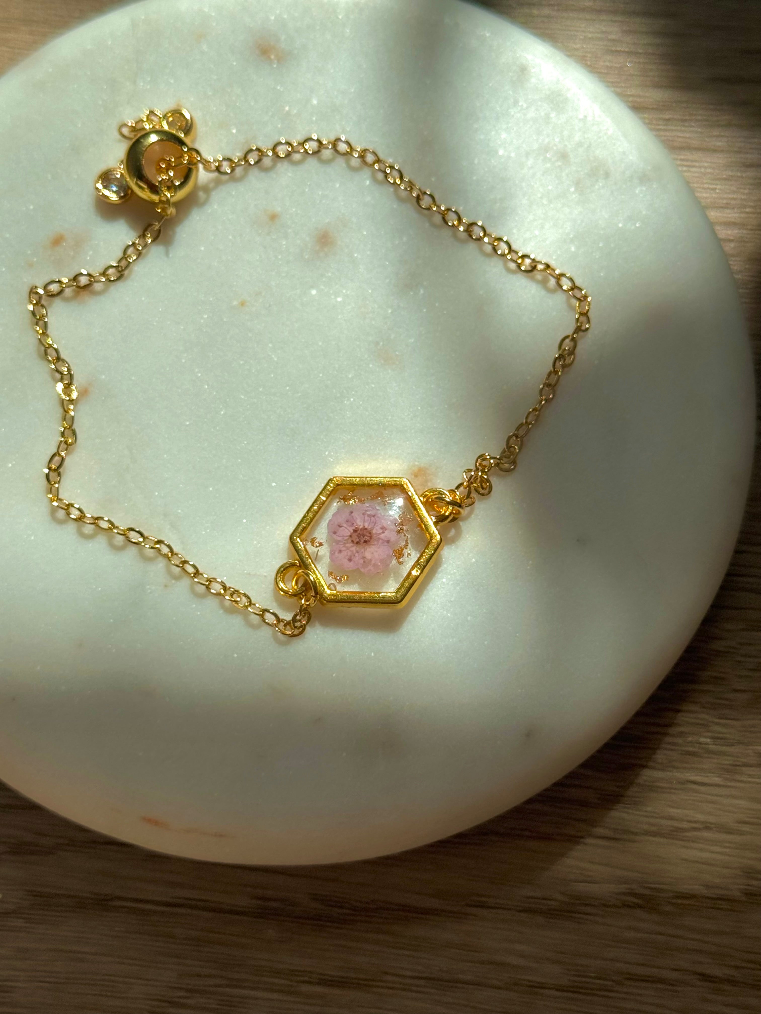 hexagon floral bracelet