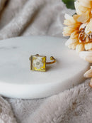 square block floral ring