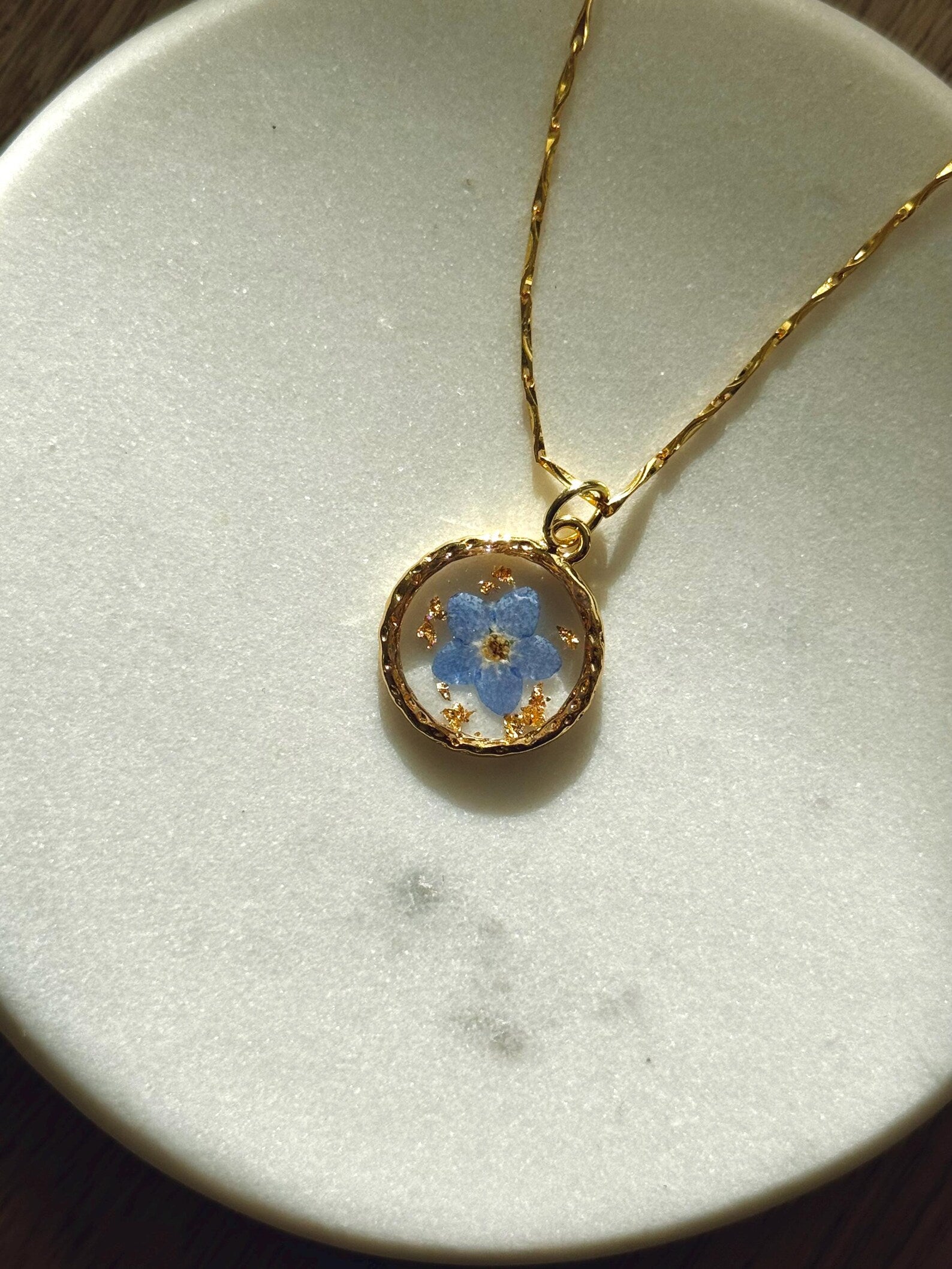 Forget-Me-Not Flower Pendant Necklace