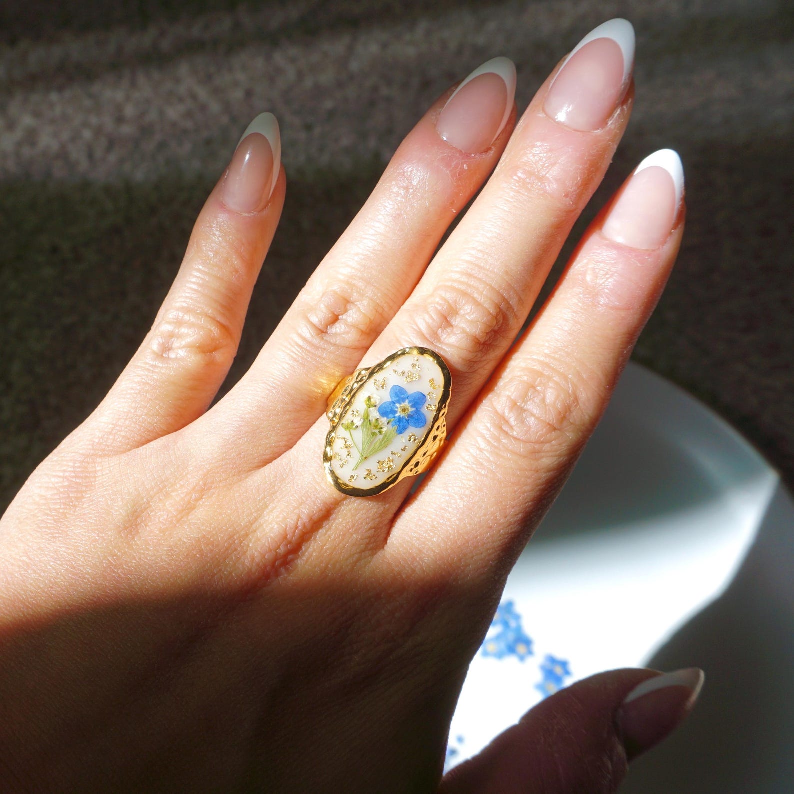 Forget-Me-Not Flower Statement Ring