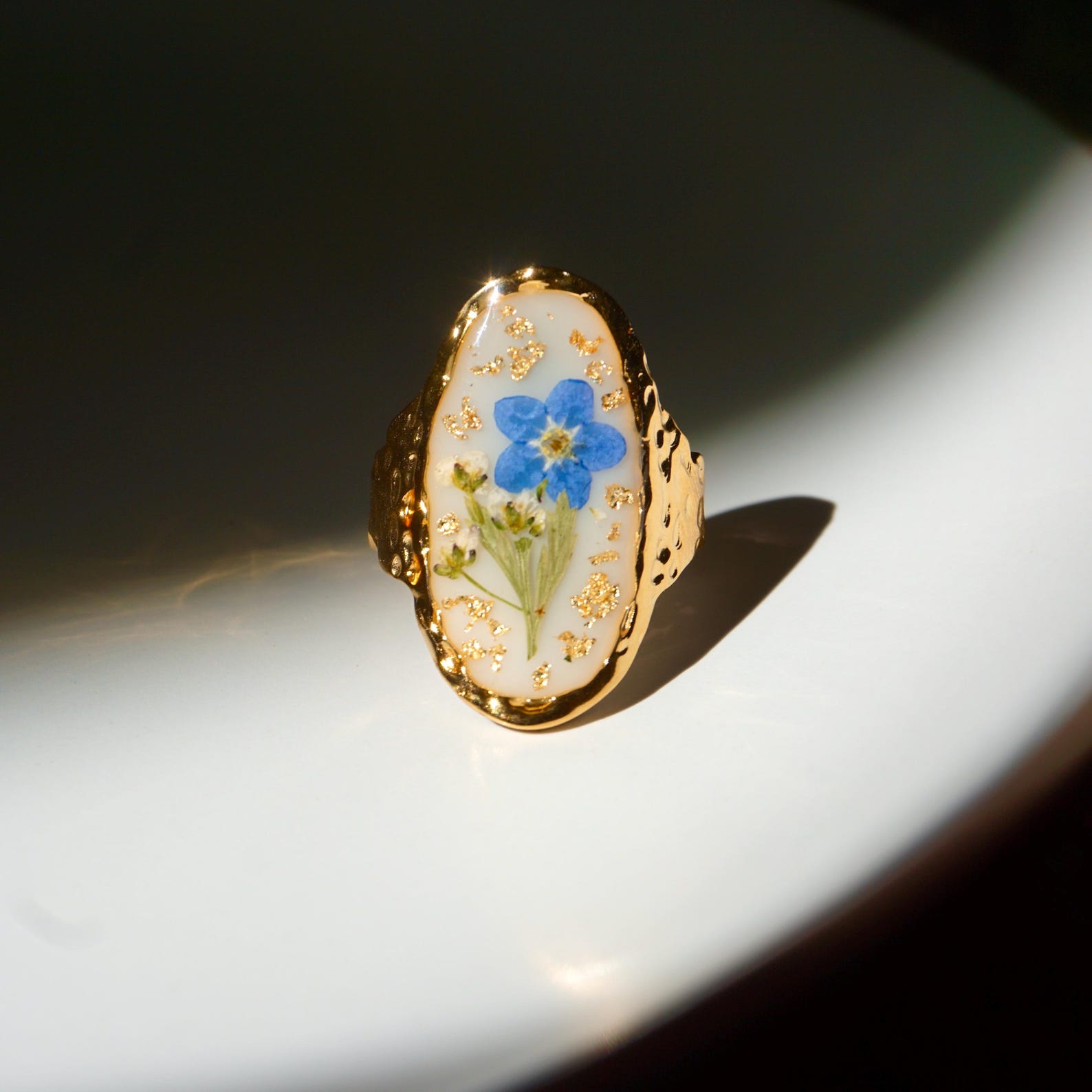 Forget-Me-Not Flower Statement Ring