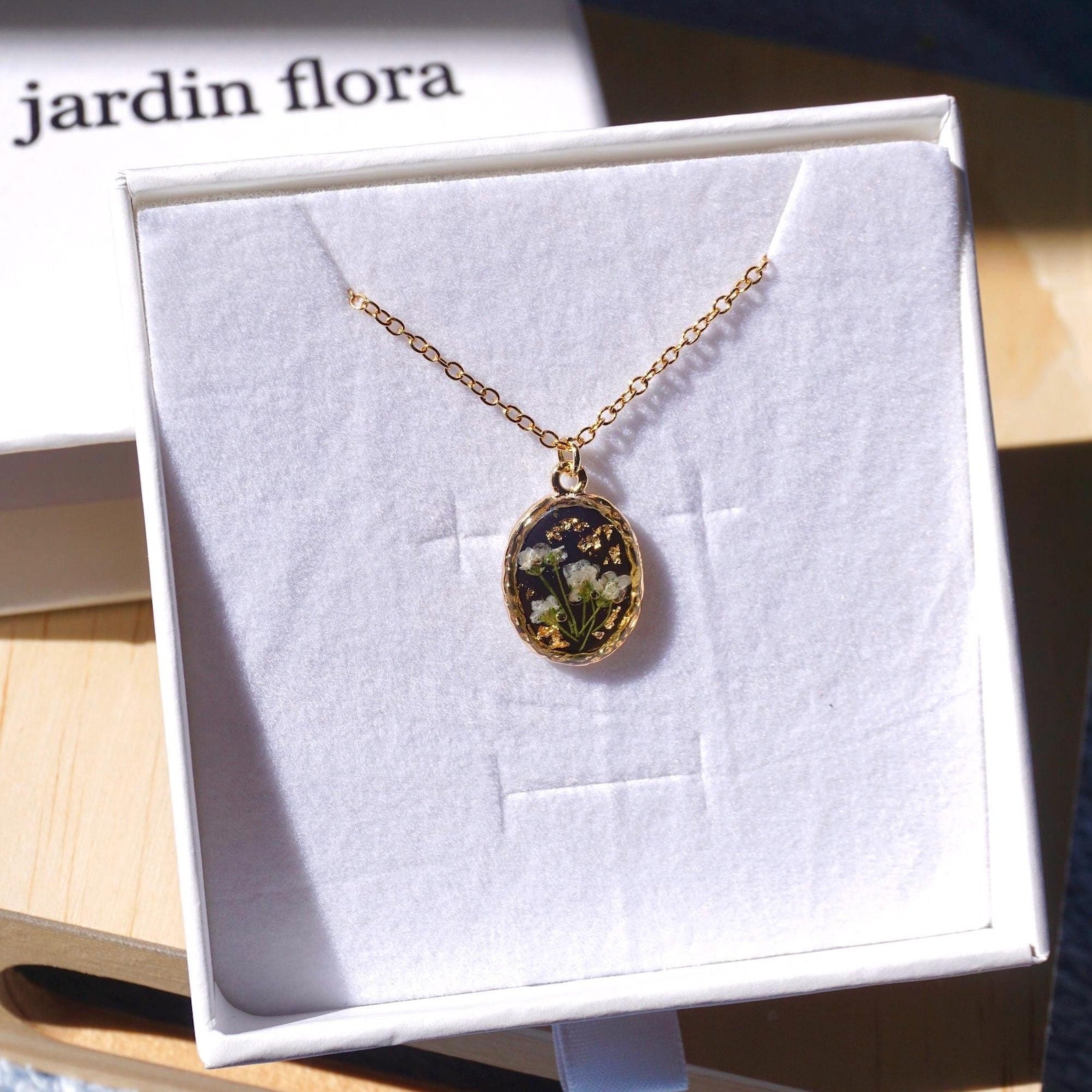 White Flower Bouquet Pendant Necklace