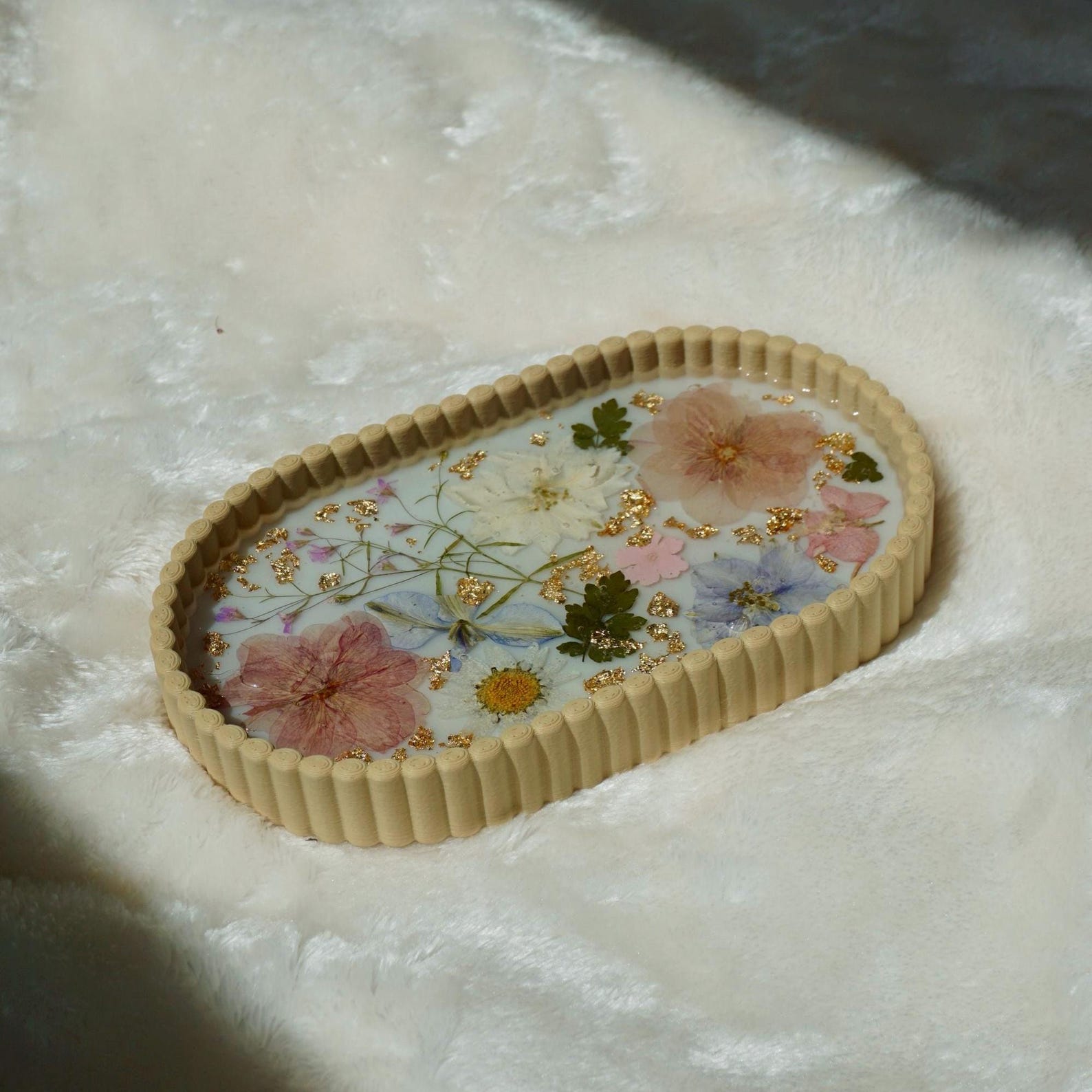 3D printed pressed flower decorative tray