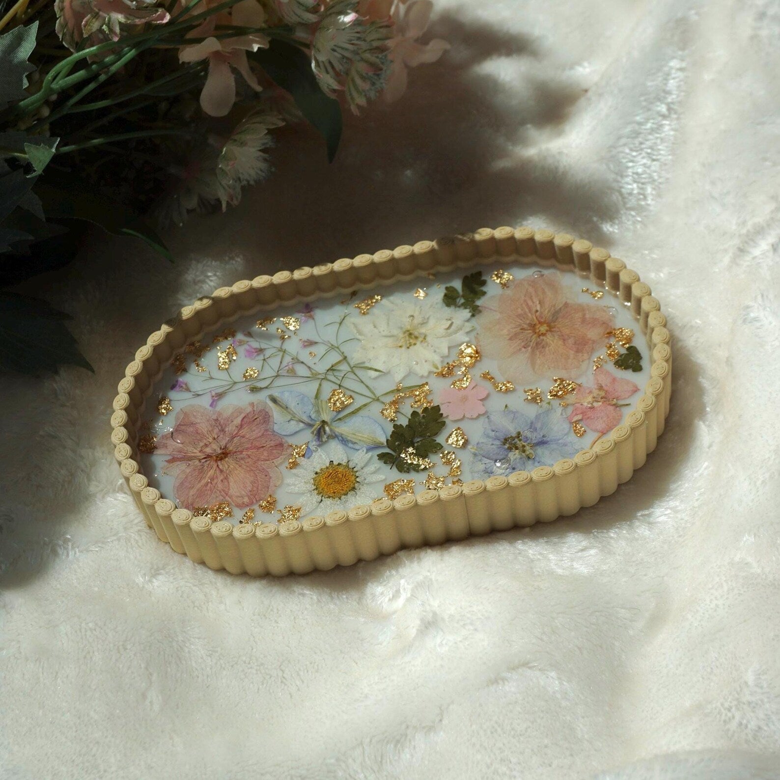 3D printed pressed flower decorative tray