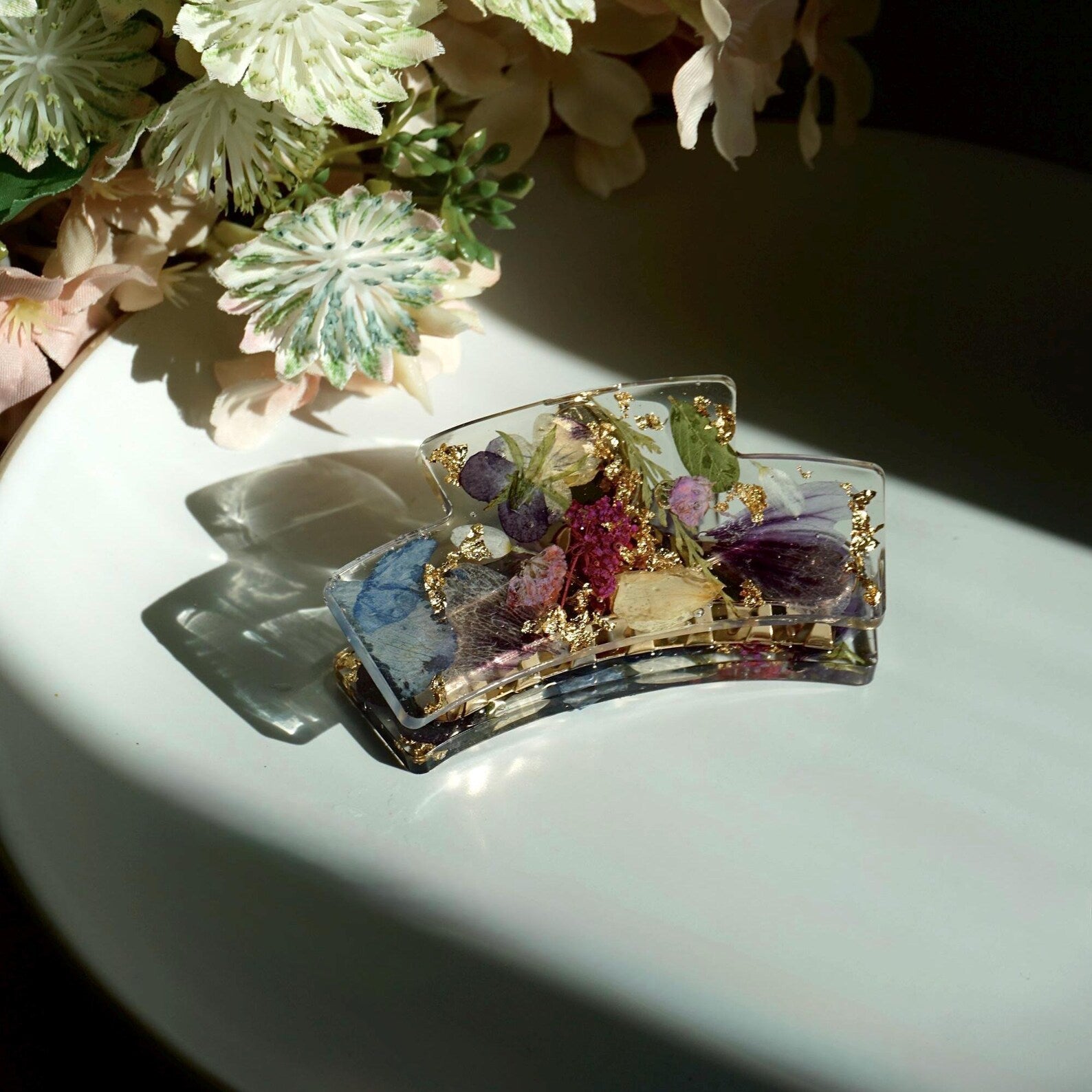 Violet Flowers Hair Claw Clip