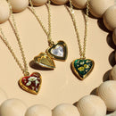 heart pressed flower locket necklace