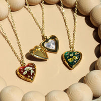 heart pressed flower locket necklace