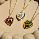 heart pressed flower locket necklace