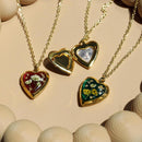 heart pressed flower locket necklace